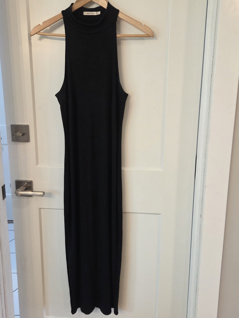 Samantha Eng Black Ribbed Mock Neck Maxi Dress Size 1